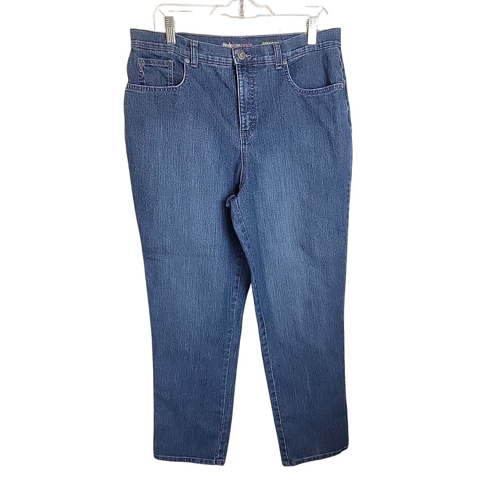 Style & Co Blue Denim Straight Leg High Rise Western‎ Jeans Women's Size 14